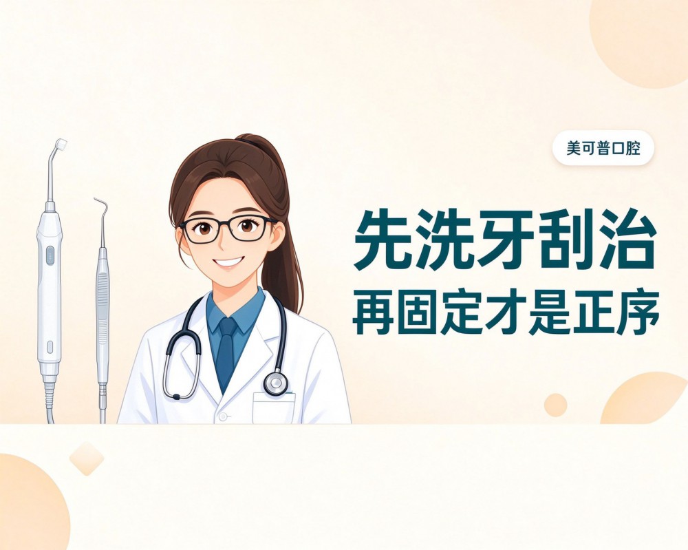 先洗牙刮治再固定，松牙固定的正确顺序
